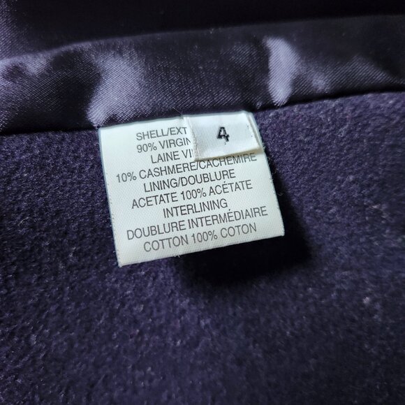 Mallia Coat Virgin Wool and Cashmere Ladies Lg -XL Purple Fabric made in Italy - Picture 5 of 8